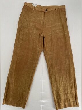 Dries Van Noten Men's Gold-Tan Linen Blend Chinos